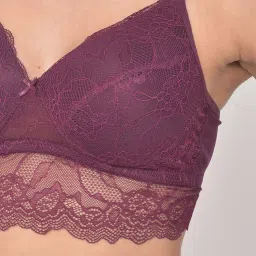 Clovia Purple Lace Work Bralette Bra image 5