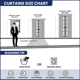 Urban Space Cotton Green Room Darkening 8 ft Long Door With Tieback & Eyelets - Set of 3 image 5