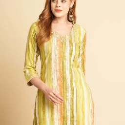 Fashor Green Printed Straight Kurta image 5