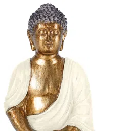 Pure Home and Living Ivory & Gold Polyresin Buddha Idol image 5