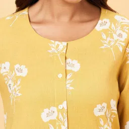 Rangmanch by Pantaloons Amber Yellow Cotton Printed A Line Kurta image 5