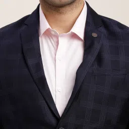 Turtle Navy Blue Tailored Fit Checks Two Piece Suit image 5