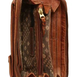 Art N Vintage Silvia Cognac Leather Textured  Zip Around Wallet for Women image 5