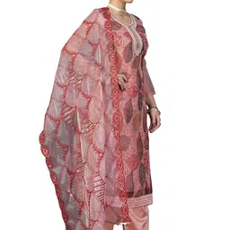 Maroosh Floral Embroidered Organza Unstitched Dress Material image 3