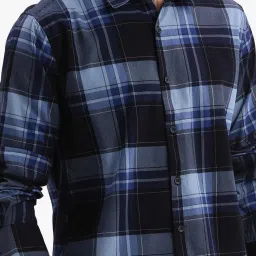 showoffff Showoff Navy Cotton Slim Fit Checks Shirt image 5
