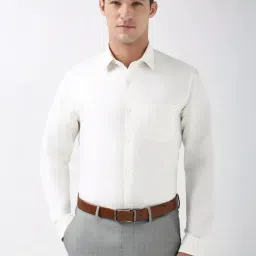 Peter England Beige Cotton Regular Fit Self Pattern Shirt-picture-23