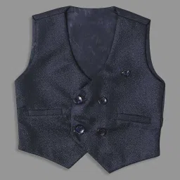 Kids Island Boys Navy Self Full Sleeves Suit Set image 5