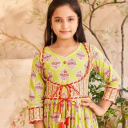 Aarika Kids Green Cotton Printed Kurti, Patiala & Salwar image 5