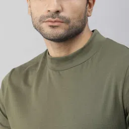 Rare Rabbit Green Cotton Slim Fit Solid T-Shirt image 5