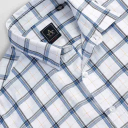 arrow sport Arrow Sports Blue Cotton Slim Fit Checks Shirt image 5