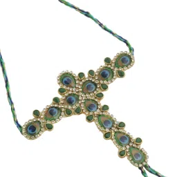 Aapno Rajasthan Peacock Designer with AD stones Haathphool Rakhi image 5