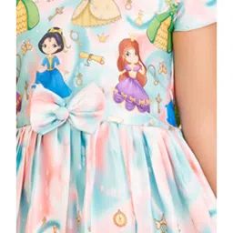 Aarika Girls Pink & Blue Printed Dress image 5