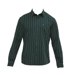Basics Dark Green Cotton Slim Fit Checks Shirt image 5