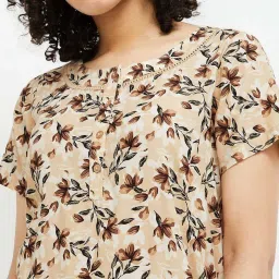 Ginger by Lifestyle Beige Printed Night Dress image 5