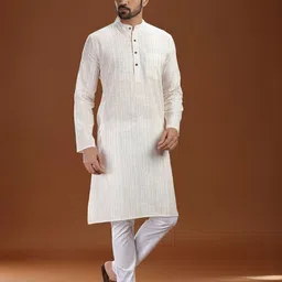 VIDYARTHI Men Striped Thread Work Kurta-picture-18