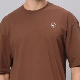 Griffel Brown Cotton Loose Fit T-Shirt image 5