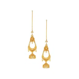 Anouk Gold-Plated Artificial Beaded Dome Shaped South Indian Temple Jhumkas image 3