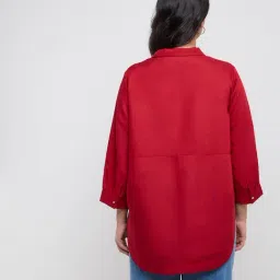 Gia by Westside Red High-Low Blouse image 2