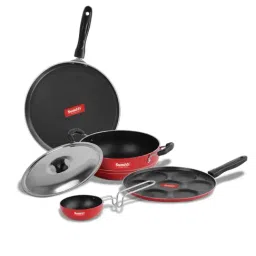Sumeet Elegant Design Red Aluminium Cookware Set-image-98
