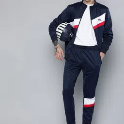 HRX by Hrithik Roshan Men Navy Blue & White Colourblocked Football Tracksuits-picture-35