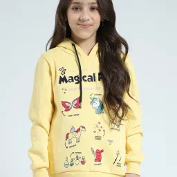 Monte Carlo Girls Yellow Printed Hooded Neck Sweatshirt-picture-11
