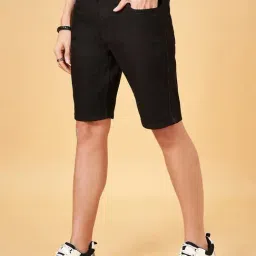 SF Jeans by Pantaloons Black Cotton Regular Fit Shorts image 3