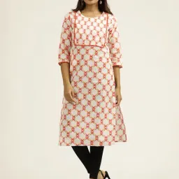 Jaipur Kurti Orange Printed Straight Kurta-image-61