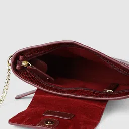 Hidesign Maroon Animal Textured Leather Structured Sling Bag image 4