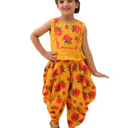 LIL DRAMA Girls Printed Sleeveless Pure Cotton Top With Dhoti Pants-picture-36