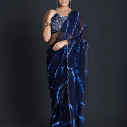 A.V.M Prints Beads and Stones Tie and Dye Saree image 1