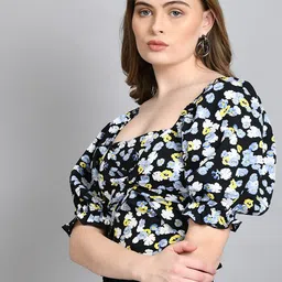 fuchsia PRETTY LOVING THINGFloral Print Crop Top image 5