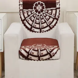 Fashion Throw Coffee Brown & White Printed Jacquard 2 Piece Sofa Cover-image-96