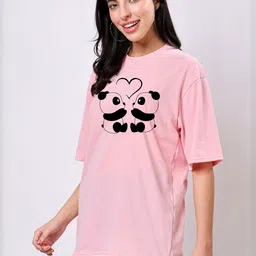 TQH Women Pack of 2 Graphic Printed Round Neck Oversized T-shirts-picture-25