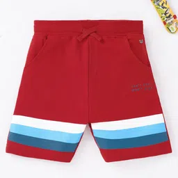 Ed-a-Mamma Cotton Sustainable Cut And Sew Panel Knee Length Shorts - Red-picture-25