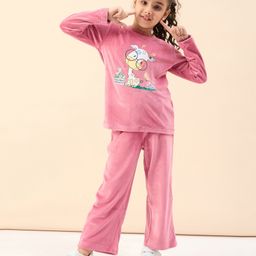 stylobug Stylo Bug Full Sleeves Giraffe Printed Sweatshirt & Track Pant - Pink-picture-6