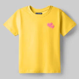 Pine Kids Cotton Knit Half Sleeves T-Shirt With Heart Print - Yellow-picture-21
