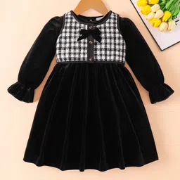 Mark & Mia Full Sleeves Winter Frock & Shrug With Bow Applique - Black-picture-28