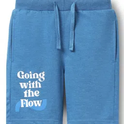ALAN JONES Cotton Blend Knit Going With The Flow Text Printed Shorts - Blue-picture-26