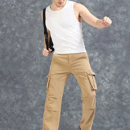 RIGS AND RAGS Men Smart Straight Fit Cargos Trousers image 5