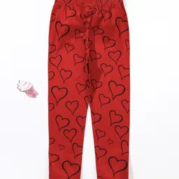 Kookie Kids Full Length Heart Print Leggings - Red image 2