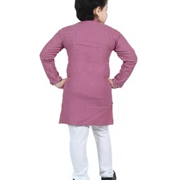 BT DEZINES Full Sleeves Chikankari Sequin Embroidery Kurta Pyjama Set - Onion image 3