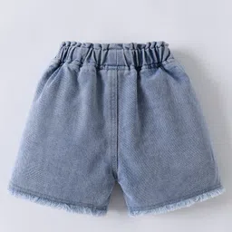 Mark & Mia Washed Cut & Sew Denim Shorts with Pearl Embellishment - Light Blue image 2