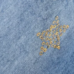 Pine Kids Denim Woven Full Length Solid Color Jeans with Star Embroidery - Blue image 3