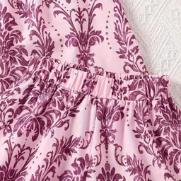 maroth hub Girls Pink Printed Top with Shorts Set image 2