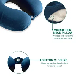 Aura Blue Memory Foam Filled Polyester Travel Pillow image 3