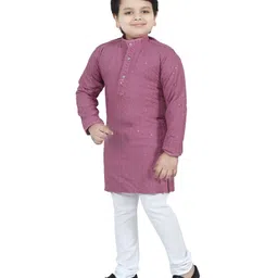 BT DEZINES Full Sleeves Chikankari Sequin Embroidery Kurta Pyjama Set - Onion image 5