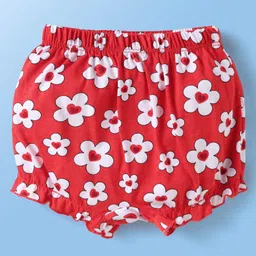Babyhug 100% Cotton Floral & Hearts Printed Bloomers Pack Of 3 - Red Navy Blue & White image 4
