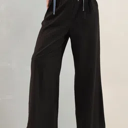 MISRI Women Relaxed Straight Fit Pleated Trousers-picture-11