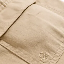 UCB Cotton Woven Full Length Solid Colour Trouser Pant With Cargo Pockets - Peach image 5