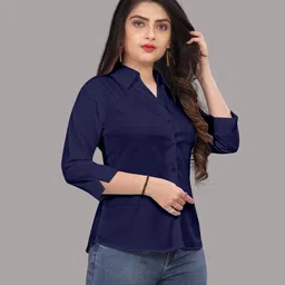 fashionyourstyle Women Regular Fit Solid Spread Collar Formal Shirt-picture-22